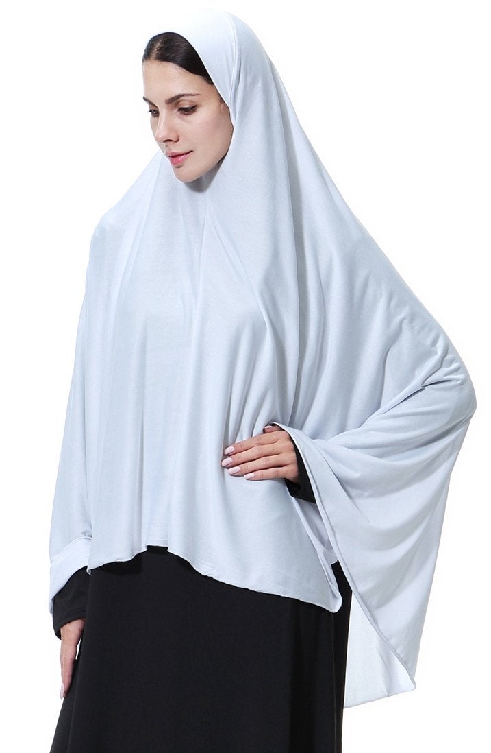 Ababalaya حجاب نسائي أنيق ومحتشم إسلامي رمضاني من قماش الجيرسي الناعم والخفيف، أبيض، م - Image 2